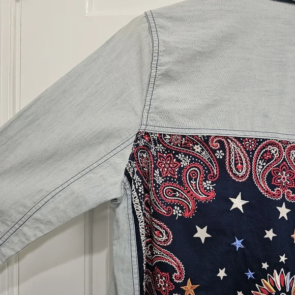 Free People Bandana Bandit Printed & Embroidered Button Down Size S - Picture 12 of 16